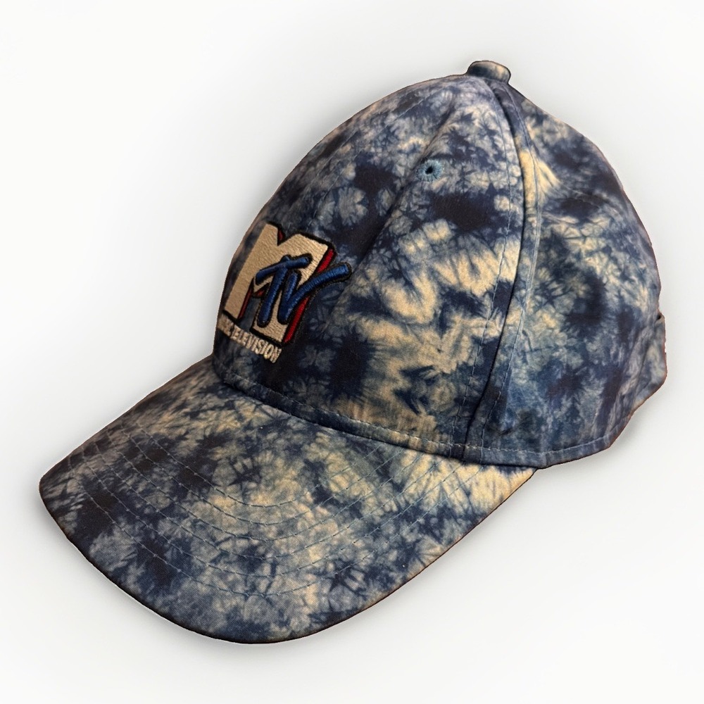 MTV Hat Cap Strap Back Tie Dye Embroidered Music Television Mens Retro